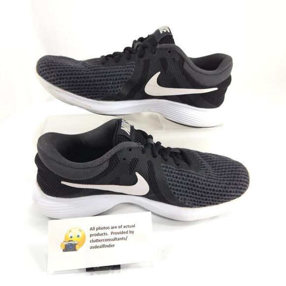 Nike Revolution 4 Athletic Running Shoe Womens Size 6.5 908999-001 Black White - Picture 4 of 9